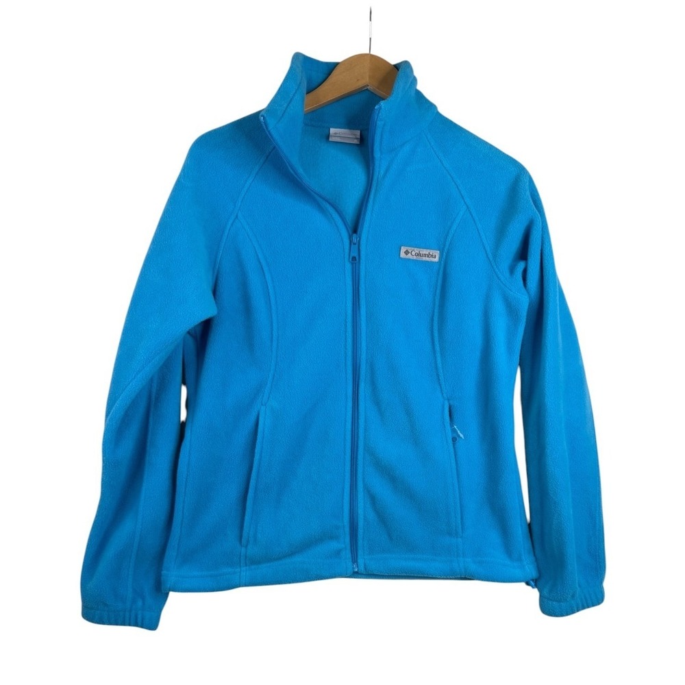 Columbia Women's Full Zip Size Medium Fleece Lightweight Jacket Light Blue Fall‎